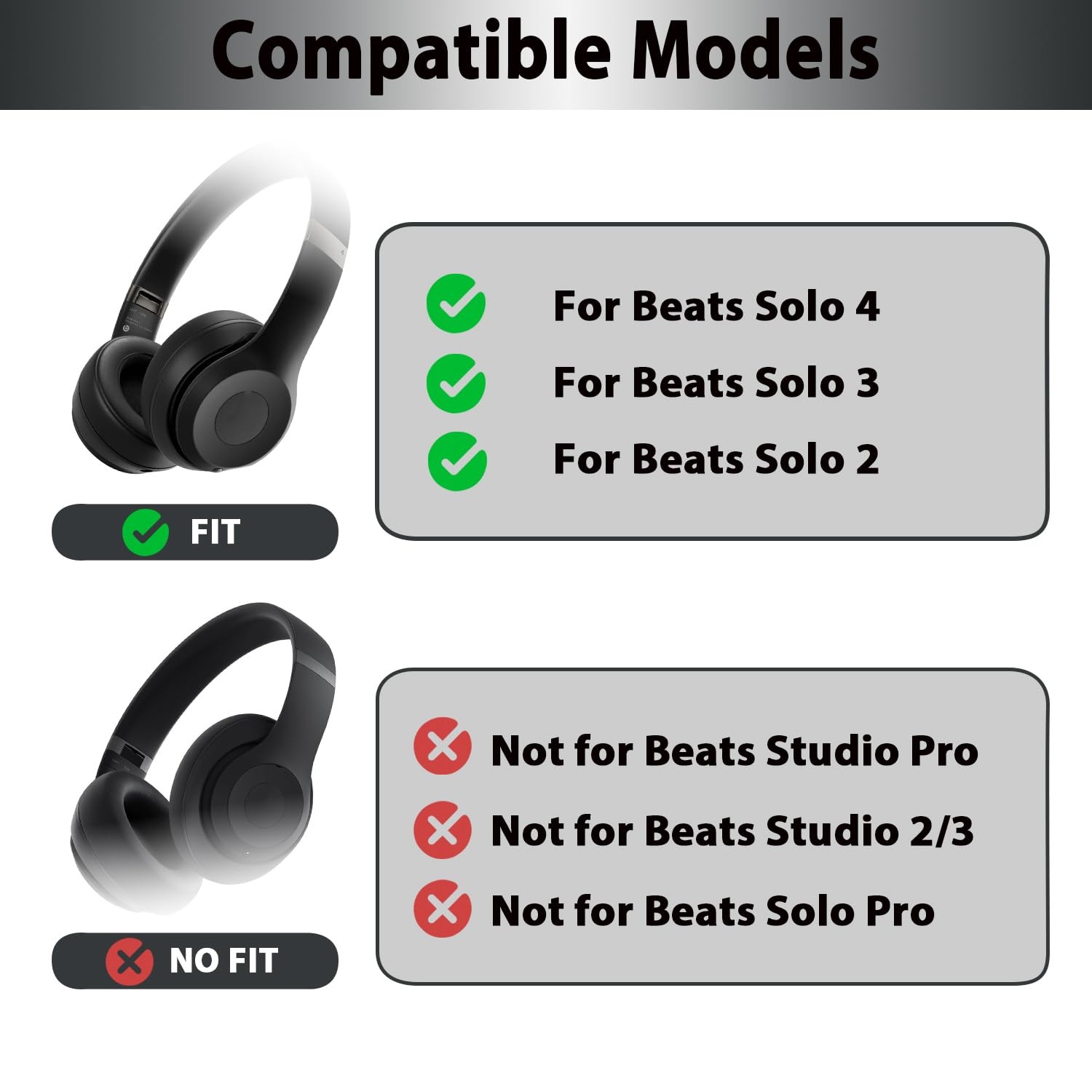 Adhiper Sweat Earpad Covers Accessories for Beats Solo 4, Solo 3 – Black | Soft