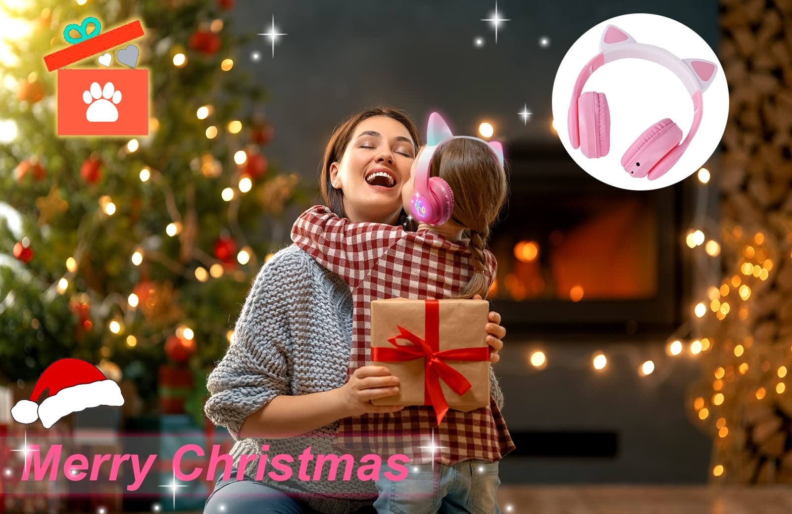 Cat Ear Kids Headphones Bluetooth, LED Light up Wireless/Wired Mode Over Ear …