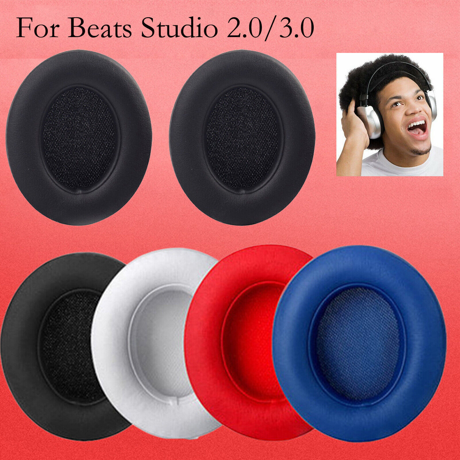 For Beats Studio 2.0/3.0 Wired Wireless Headset Protein Leather Ear Pads Cushion