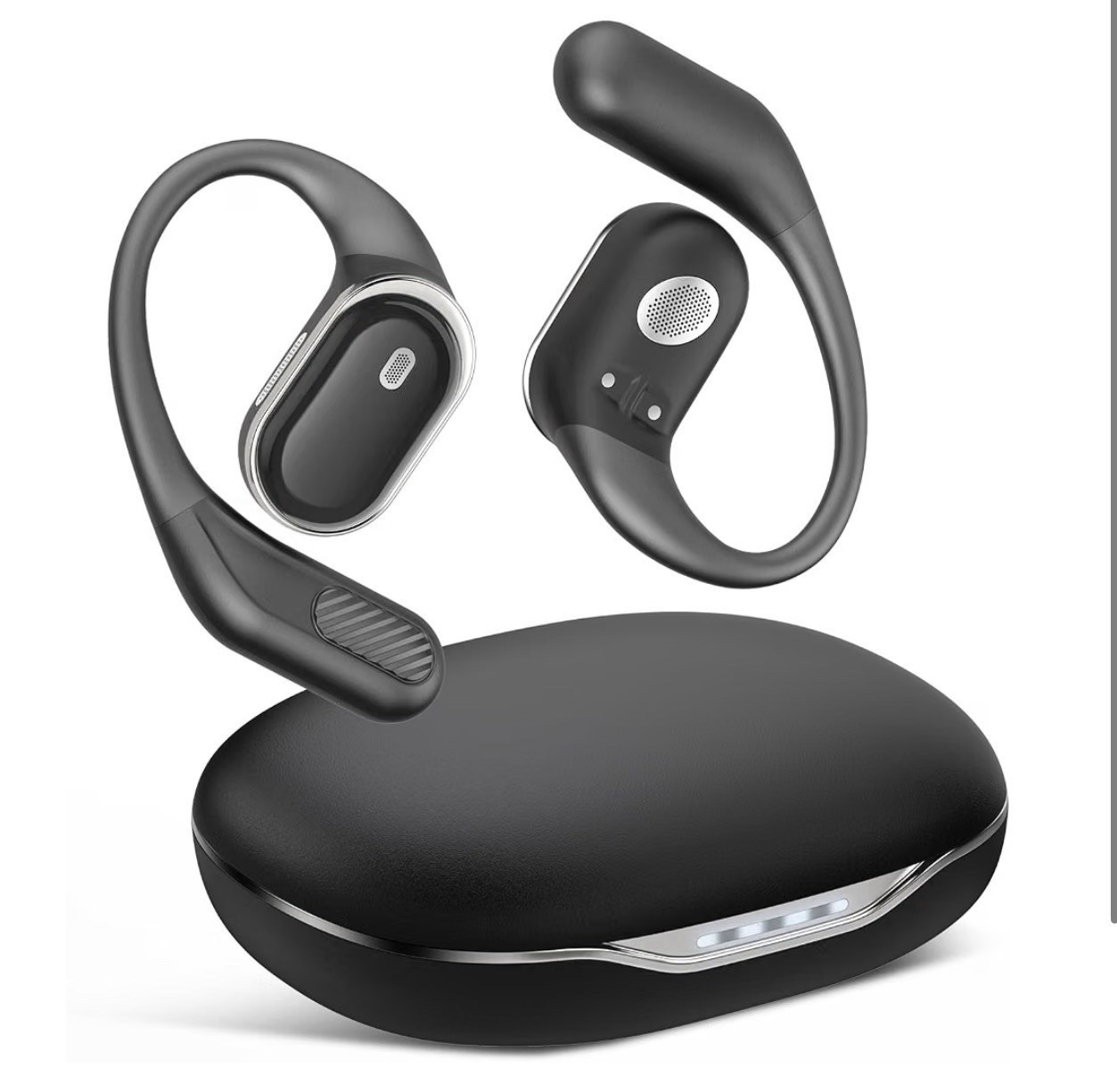 T6 Bluetooth Wireless Open Ear Ear-Hook Earbuds Built-In Mic USB-C Black