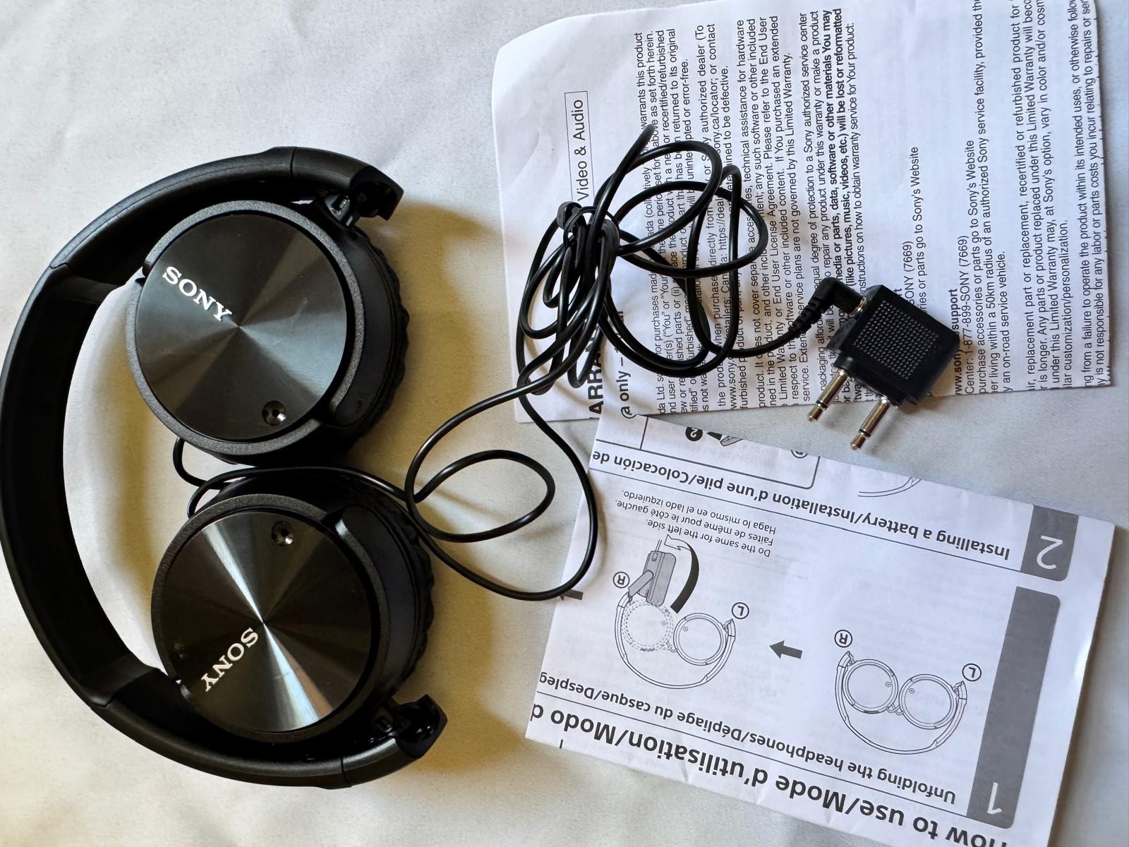Sony MDR-ZX110NA Wired Headphones Noise Cancelling Over Ear Black Tested Works”