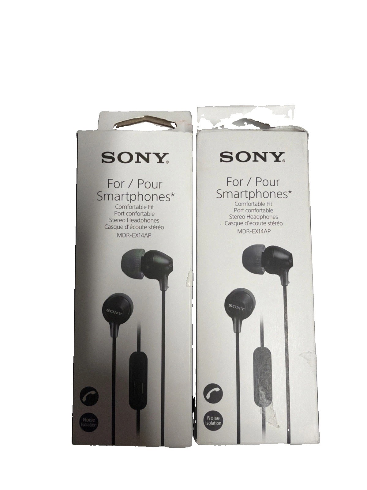 Sony MDR-EX14AP In-Ear Wired Headphones w/ Mic 3.5mm Earbuds Open Box- 2 PACK –
