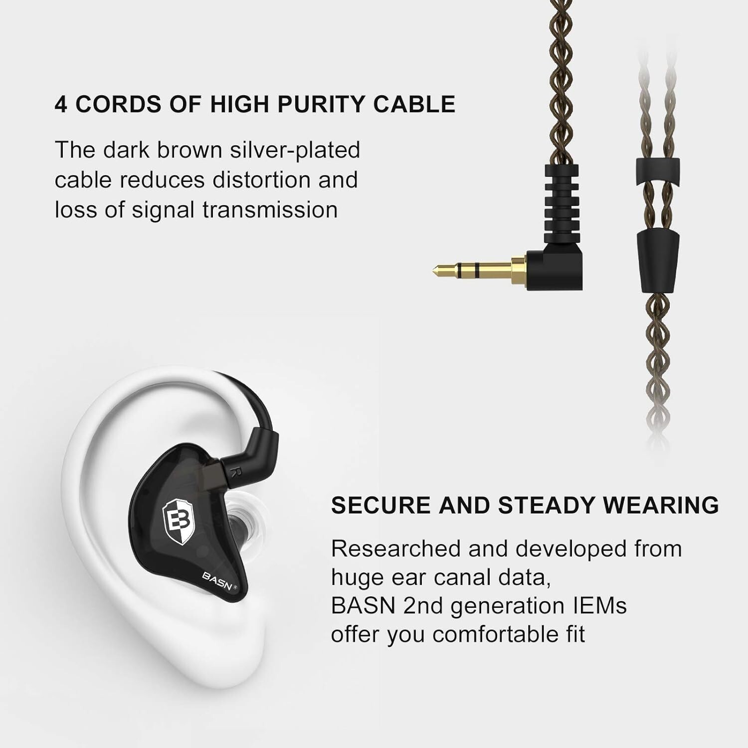 Bsinger In-Ear Monitor Headphones: Pro Sound Isolation with Dual Drivers Black