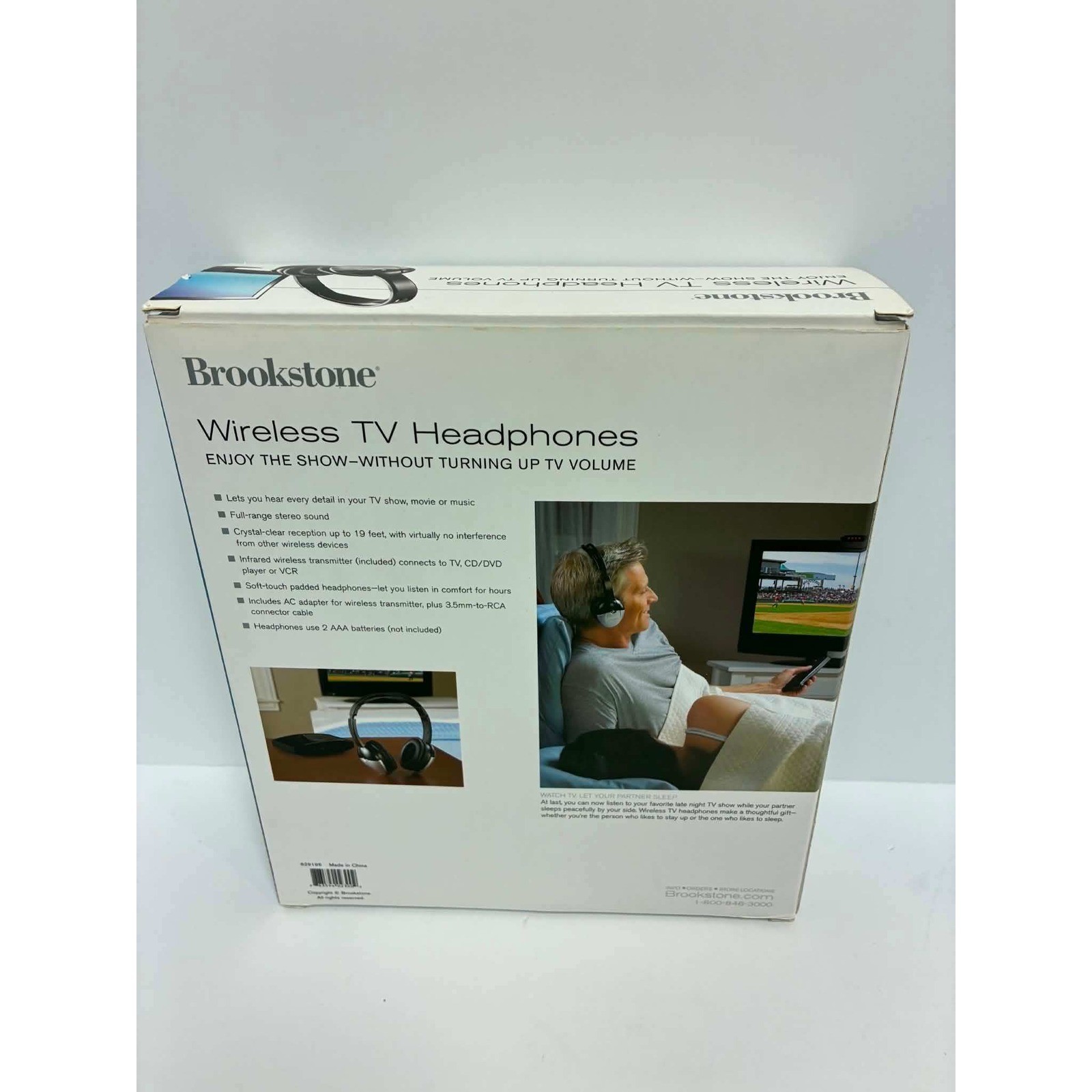 Brookstone Wireless TV Headphones Infrared Stereo System Black Silver 609188