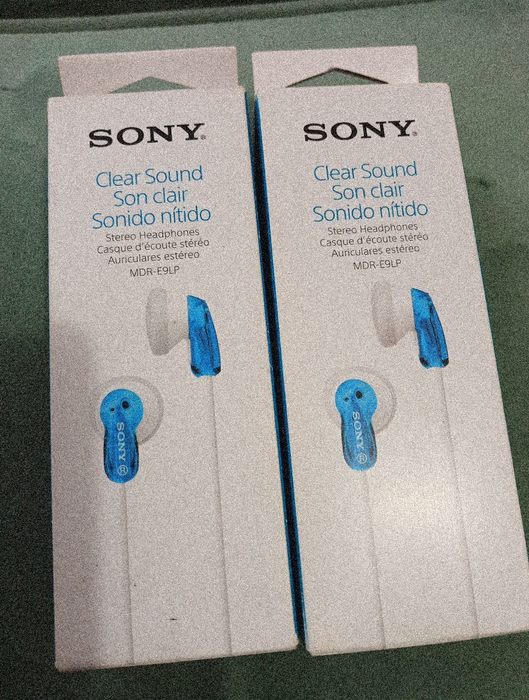 Set Of 2 Sony MDRE9LP Earbud Headphones – Clear Sound – Blue