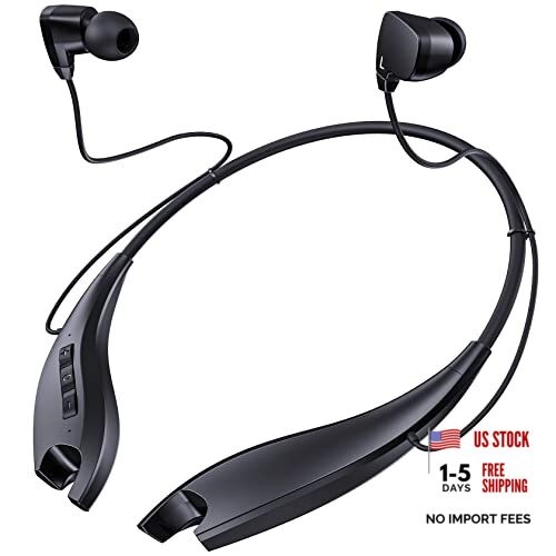 Neckband Bluetooth Headphones, Around The Neck Headphones 24H+ Playtime, Black