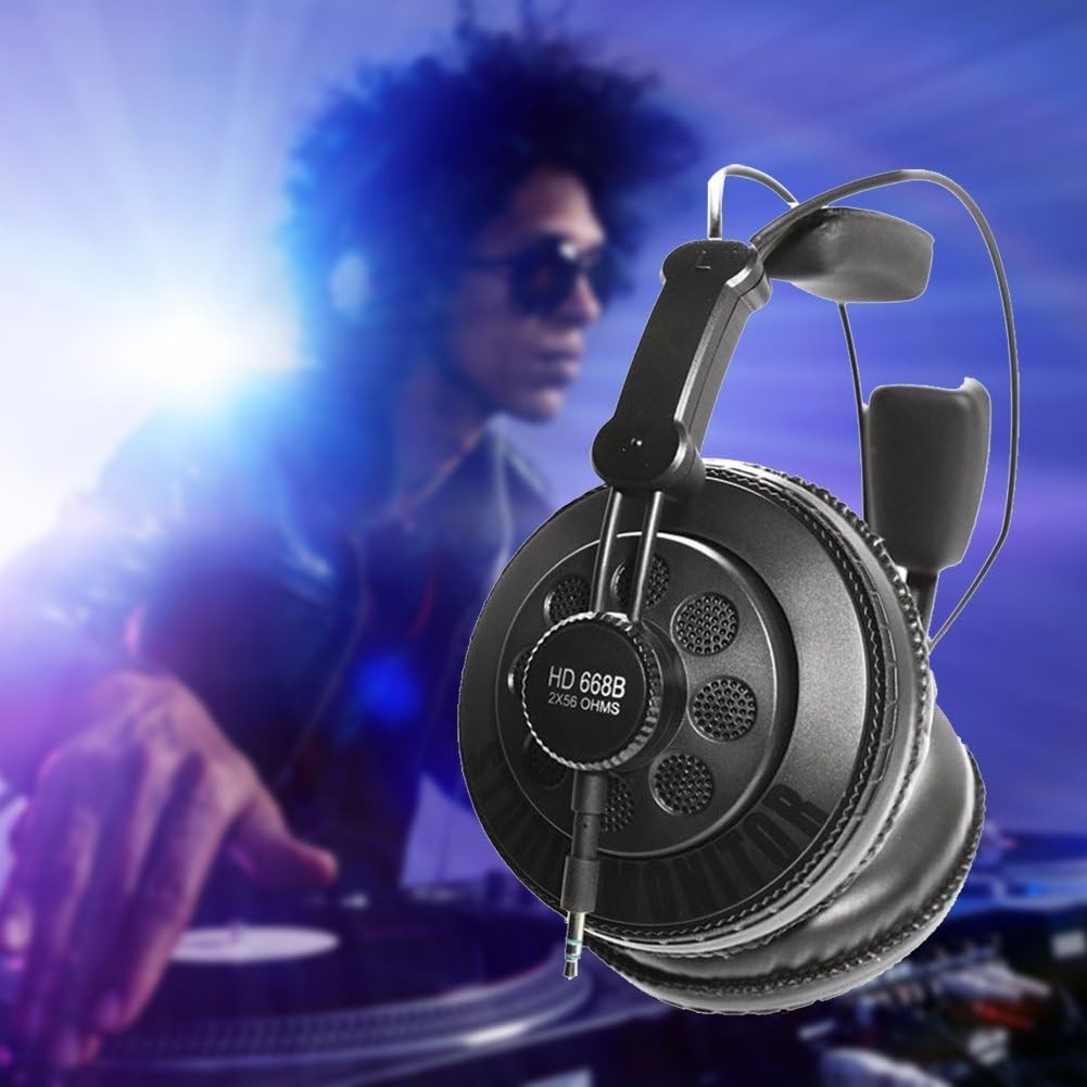 Black Semi-Open Studio Headphones – 50mm Neodymium Drivers