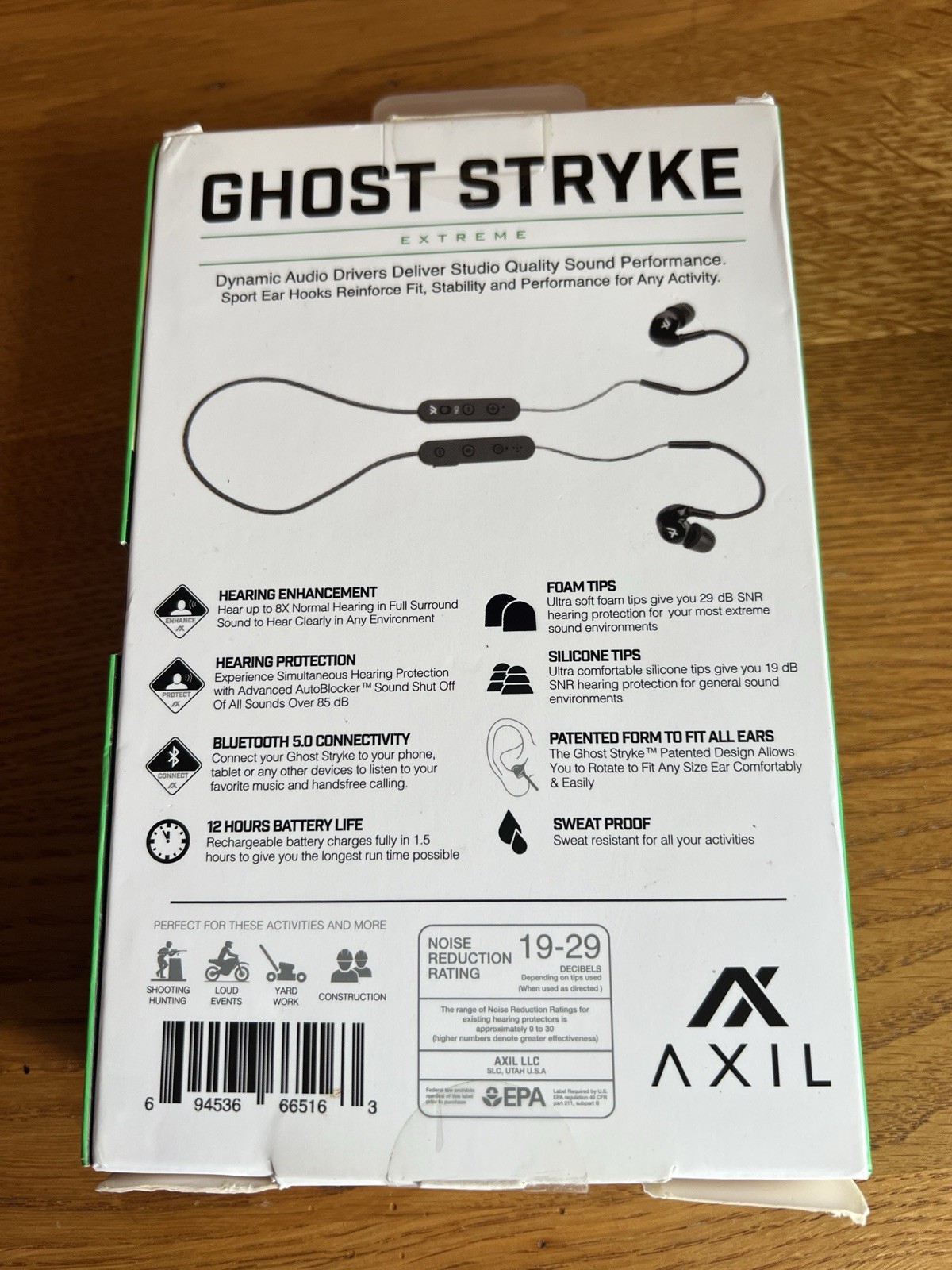 Axil GSEXTREME GhostStryke Extreme All-In-One ABS Plastic 29 dB Earbuds NEW
