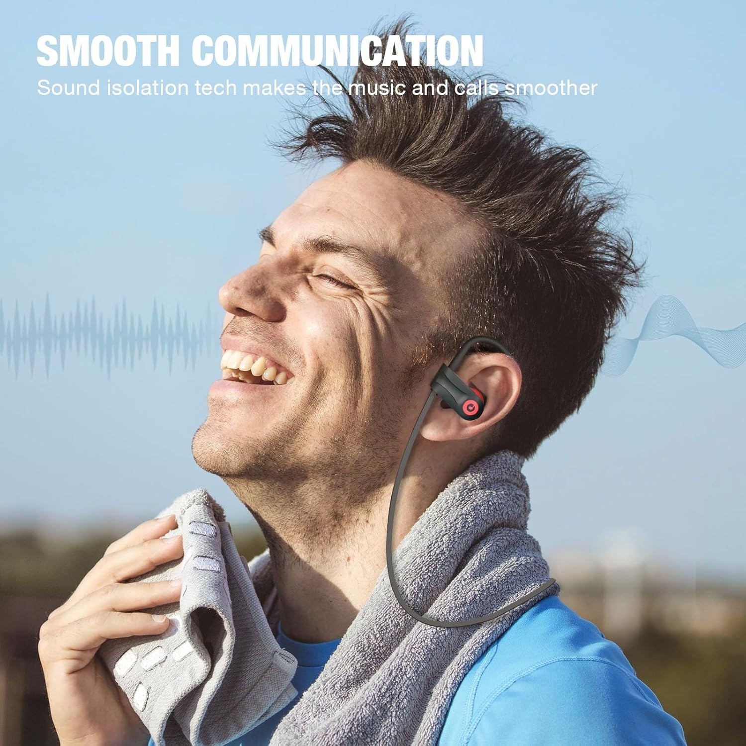 Immersive Sound Bluetooth Headphones: 16 Hours, Sweatproof, & Touch Control