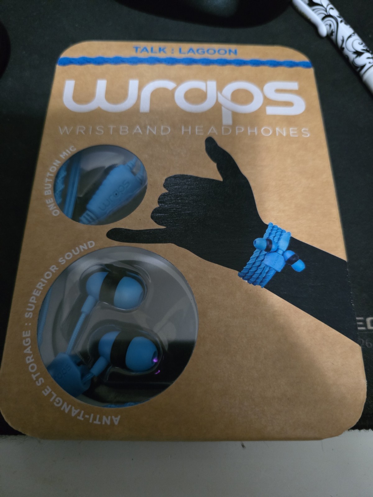 Wraps Ear Wristband Earphones Headphones Wearable 3.5mm Jack Braided Lagoon New!