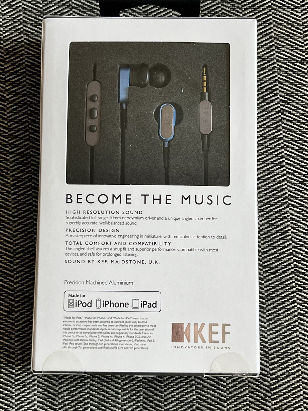 KEF M100 Hi-Fi Earbuds in Blue NEW in the original box unopened unused!