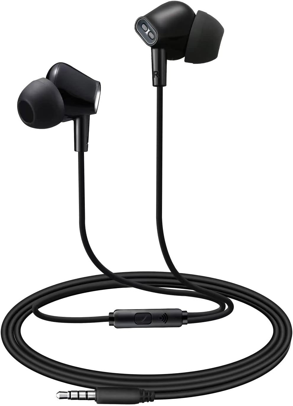 Stereo Bass Wired Earbuds with Tangle-Free Cord & Multifunctional Remote Control