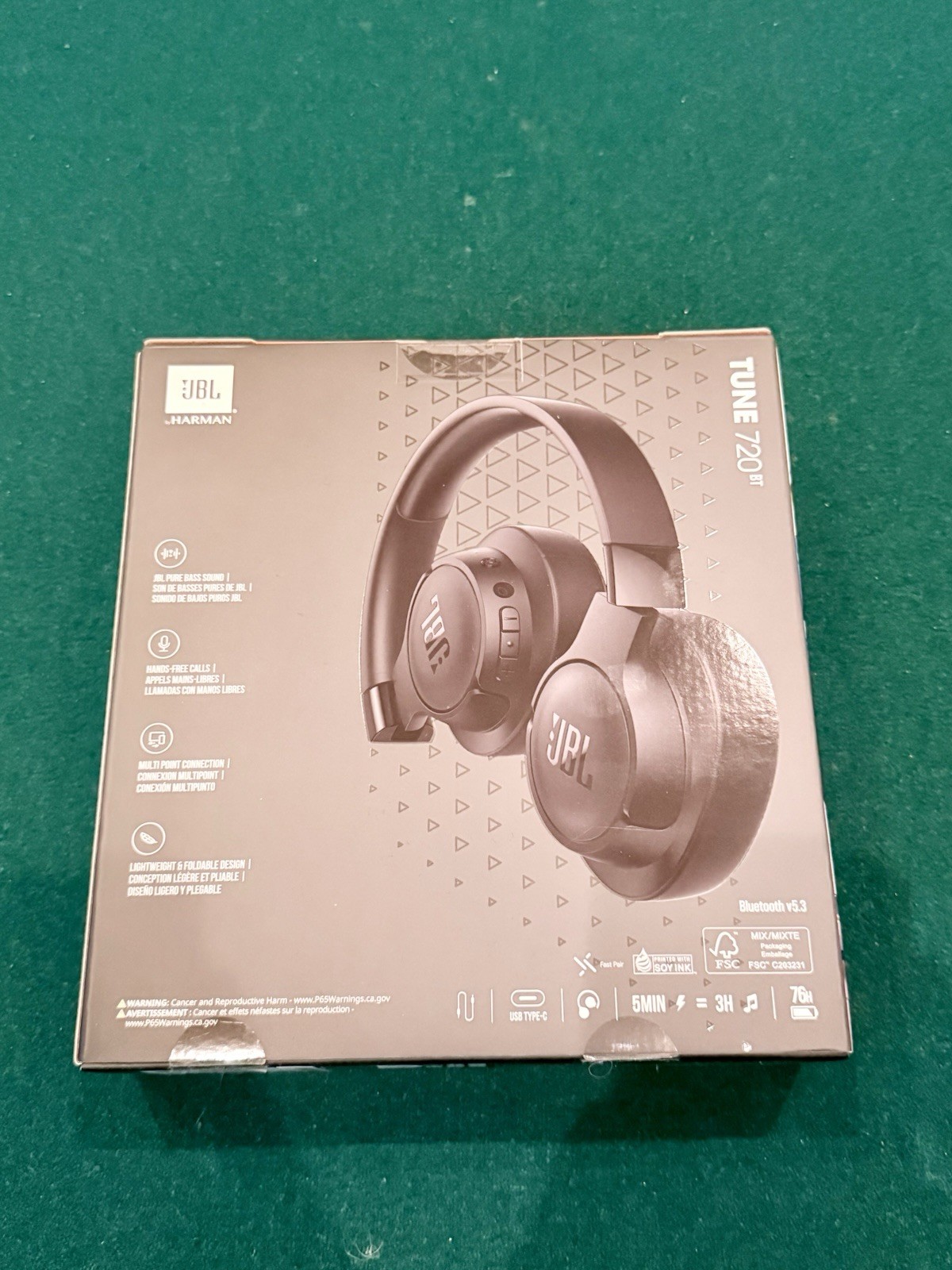 JBL TUNE 720BT Wireless Over-Ear Headphones – Black