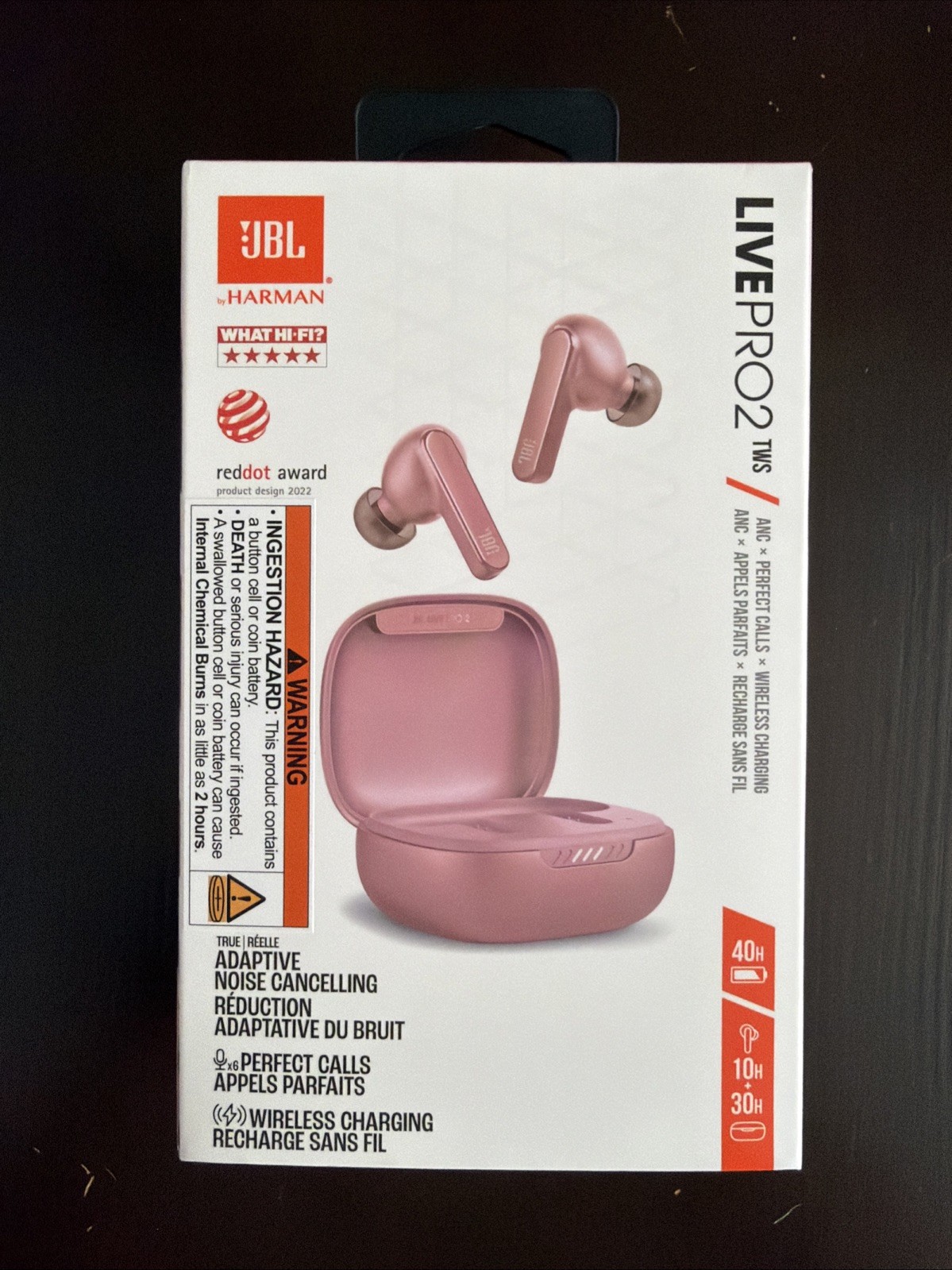 SEALED JBL Harman Live Pro2 TWS Wireless Bluetooth Noise Cancelling -Rose Pink
