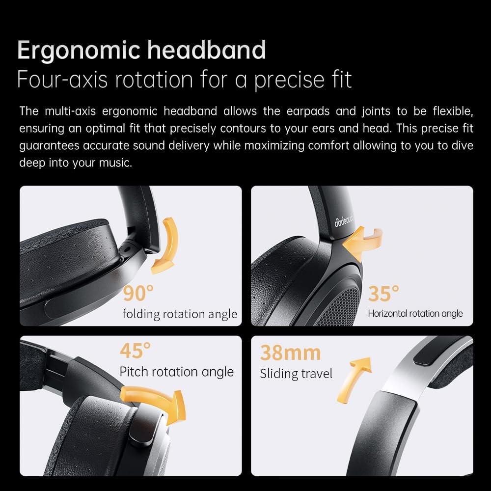 FiiO JT7 Black Open-Back Planar Magnetic Headphones 3.5mm 4.4mm Balanced Hi-Res