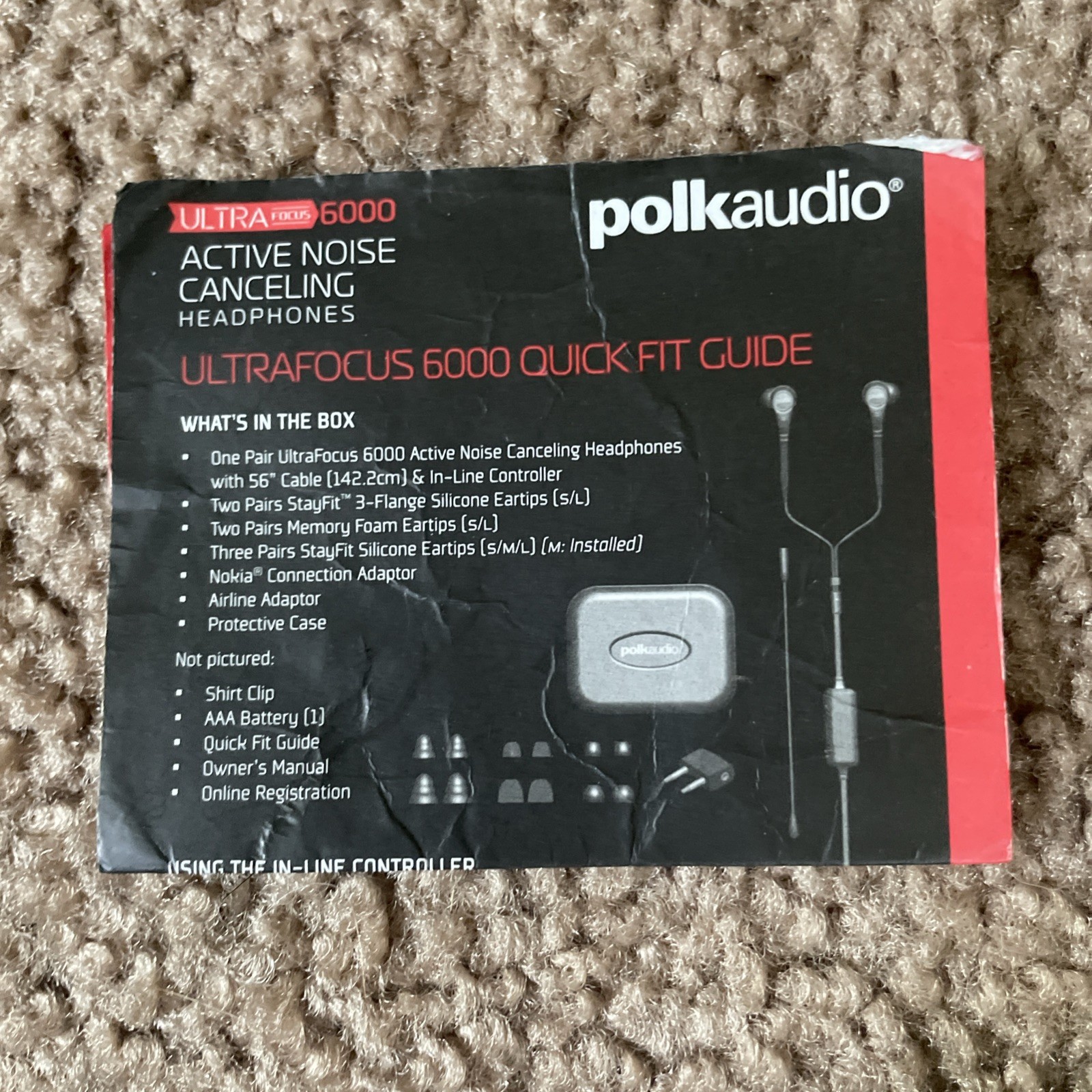 Polk Audio Noise Canceling Headphones Earbuds & Battery Active Ultra Focus 3000