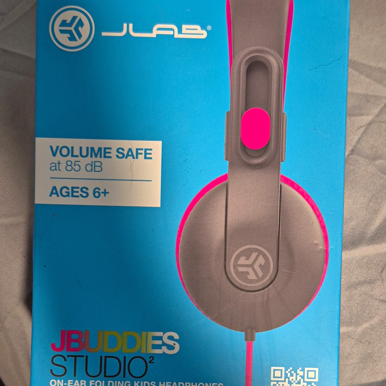 JLab JBuddies Studio2 Kids On-Ear Folding Volume Limit Mic Wired Gray/Pink