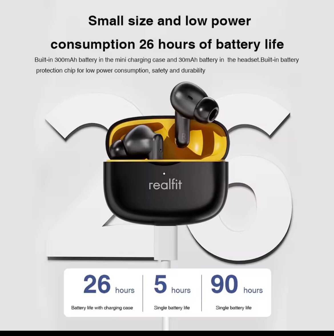 Realfit F3 ANC Active Noice Cancellation Bluetooth Earphones ENC Call HIFI Stere
