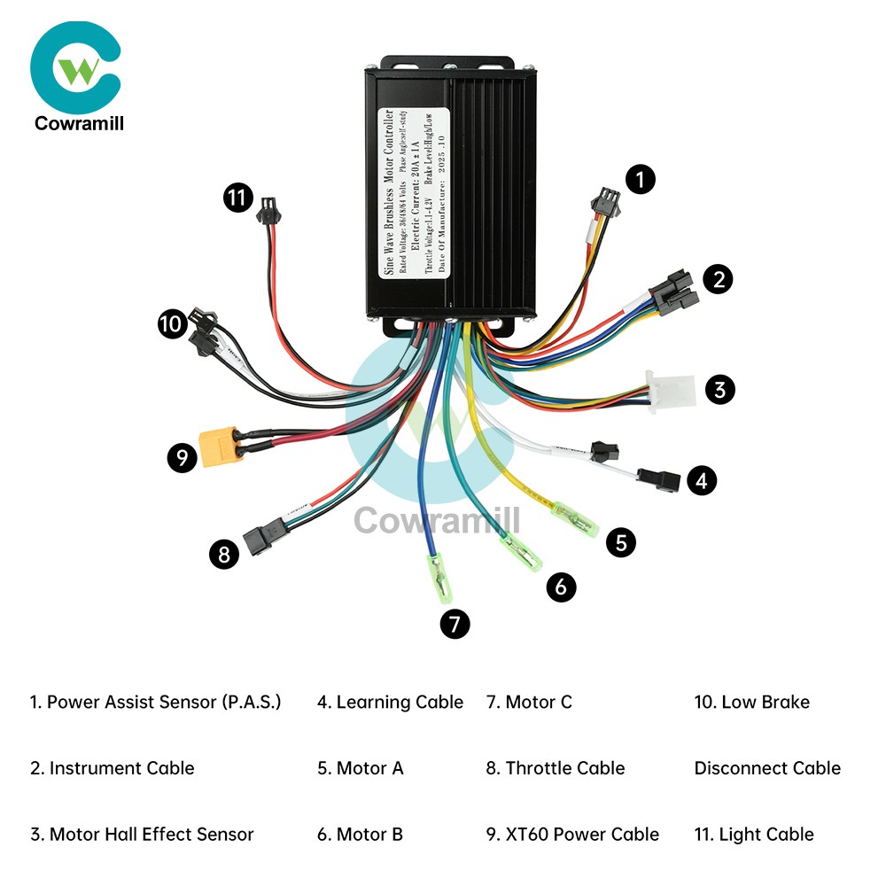 15PCS 36V 48V 20A Sine Wave Brushless Motor Controller 350W-500W
