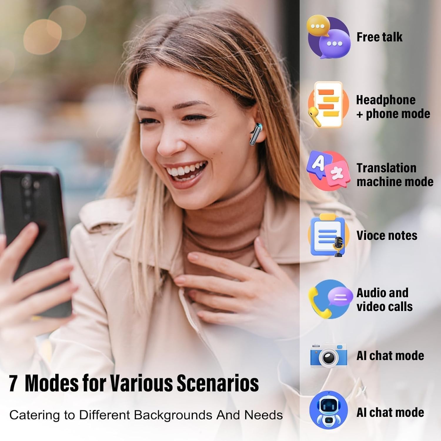AI-Powered Translation Earbuds – Effortless Communication & Travel Companion
