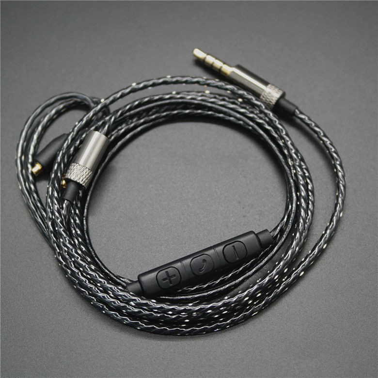 Black Volume Control MMCX Audio Cable Cord For Shure se215/se425/se535 W/Mic