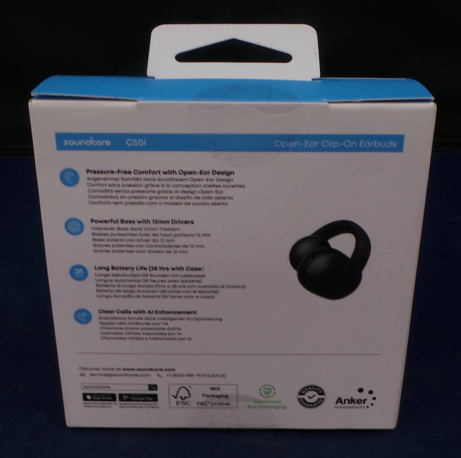 Soundcore C50i by Anker, Open-Ear Clip-On Earbuds, 12mm Drivers, Powerful Bass