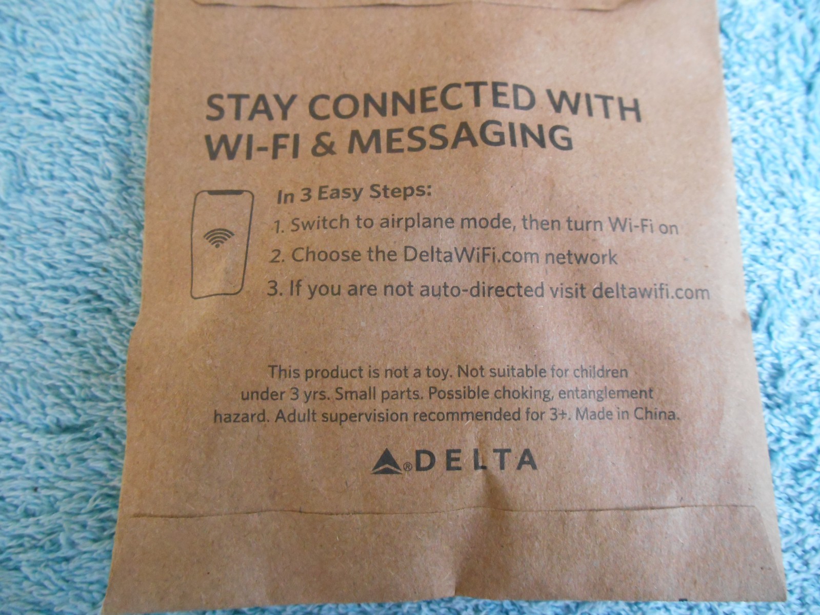 Delta Airlines WIRED Earbuds. Plug In Tune Out. Brown Paper Packaging – New!
