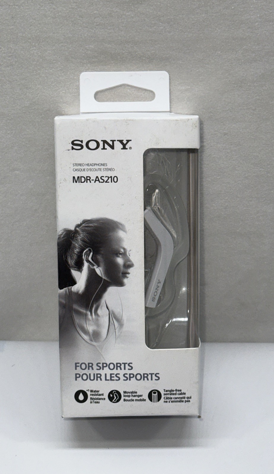 Sony Light Weight / Clip-On Stereo Headphones Model MDR-AS210 Water Resistant