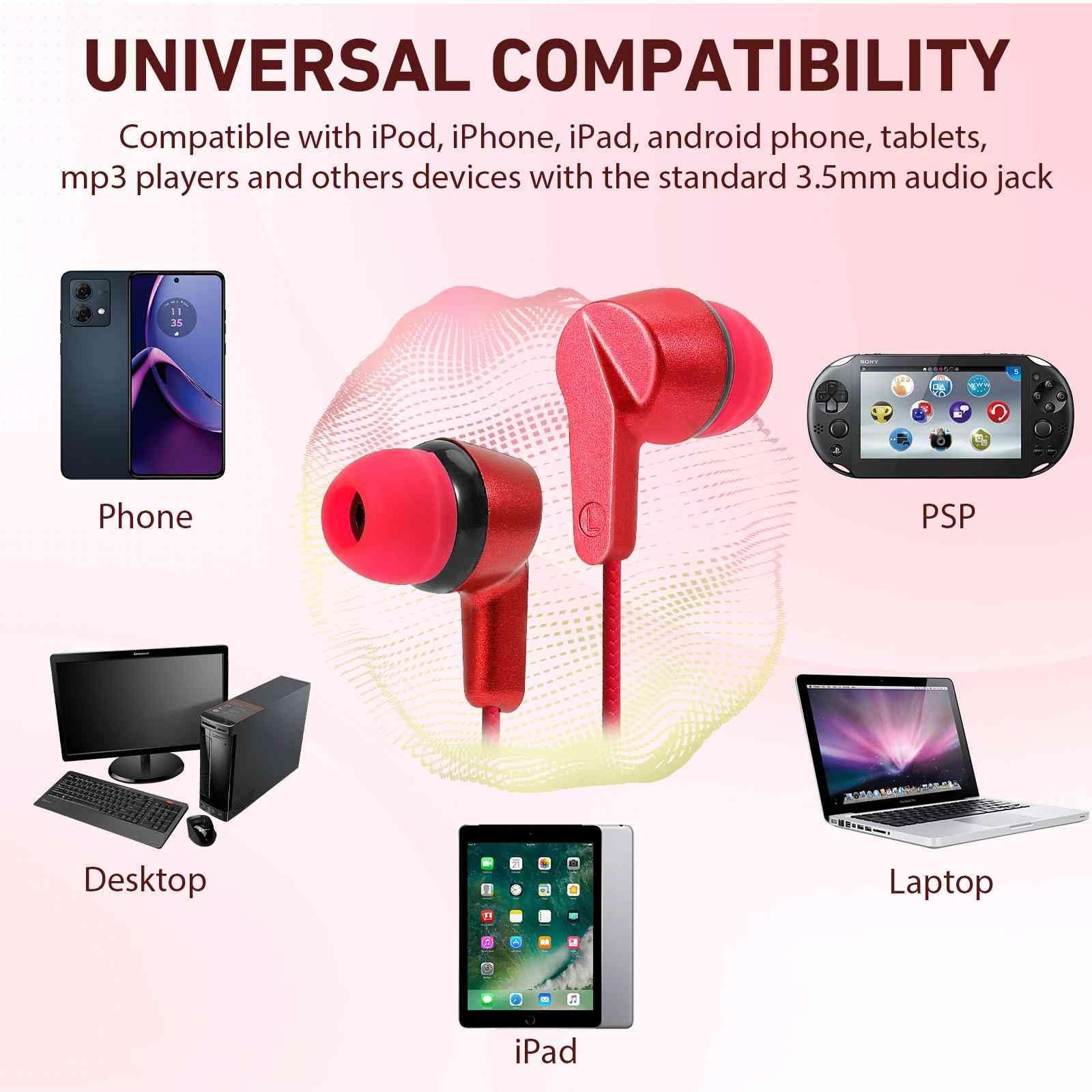 Wired 3.5mm Stereo Headphones with Microphone for Xiaomi Redmi Note 9 In-Ear