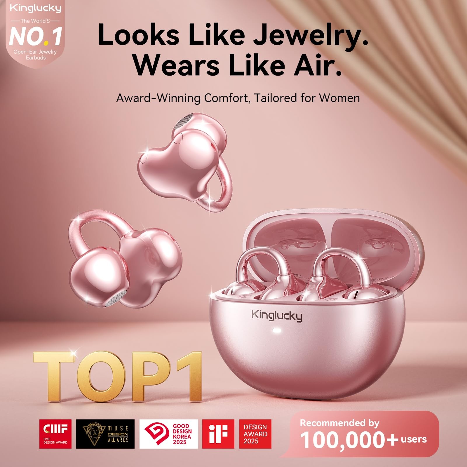 ClipFree Open-Ear Headphones with Butterfly Earrings, Ultra-Comfort & Snug Fi…