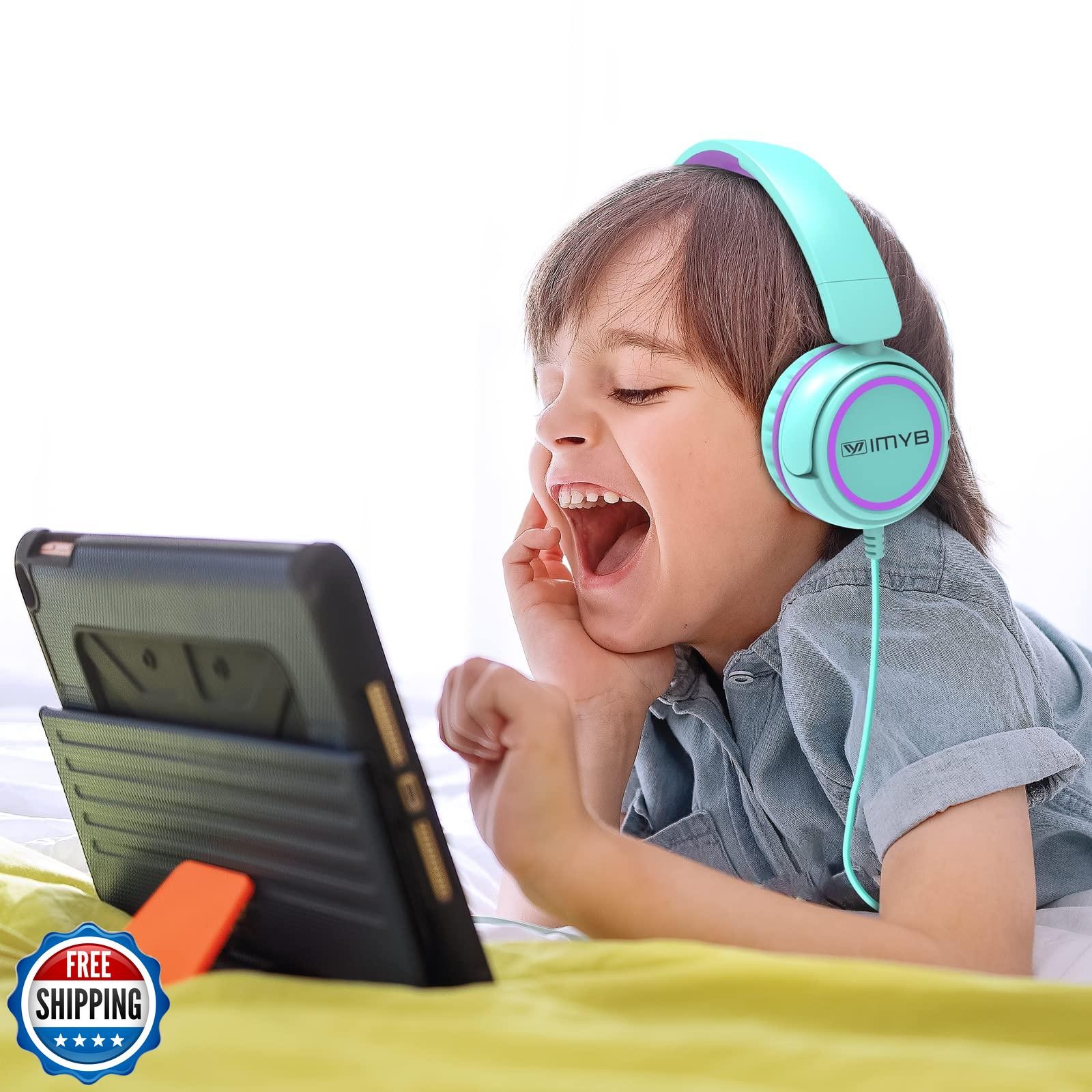 IMYB V1 Kids Headphones, Wired Stereo Foldable Tangle-Free 3.5mm Adjustable O