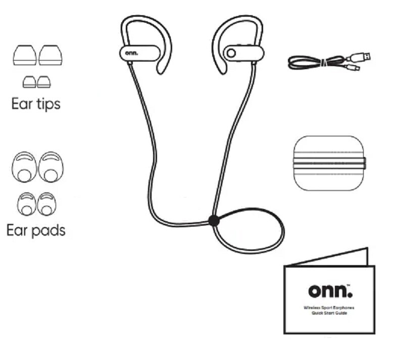 ONN Wireless Sports In-Ear Hook IPX5 Water-Resistant Headphones (Black / Lilac)