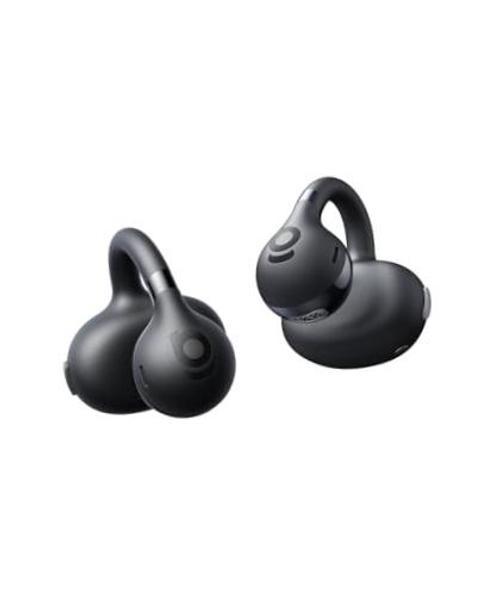 Bass BC1 Open Ear Earbuds Clip-On Headphones, Open-Ring Comfort Space Black