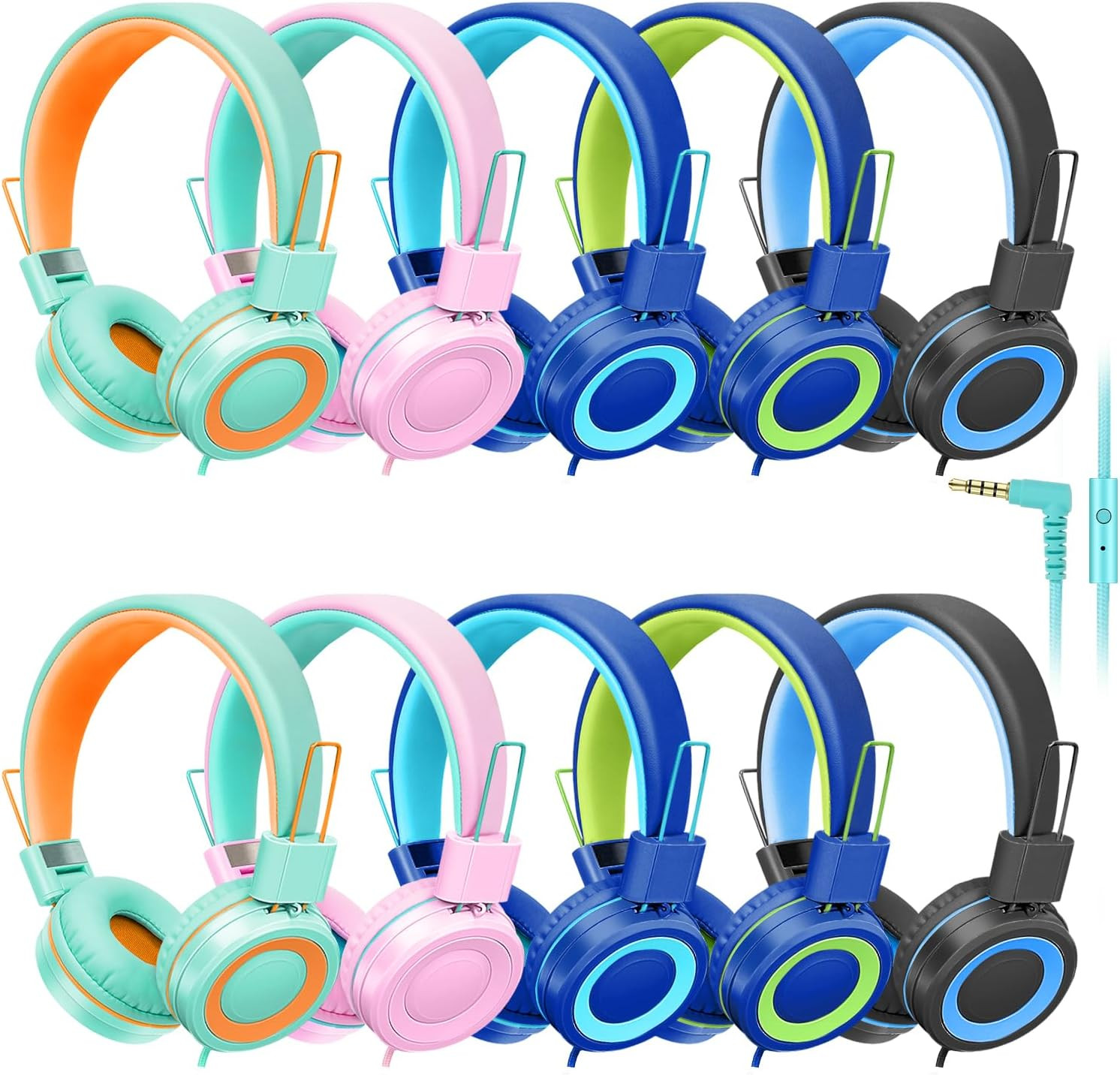 10 Pack Classroom Headphones Bulk for K-12 School Kids, Class Set Headphones for
