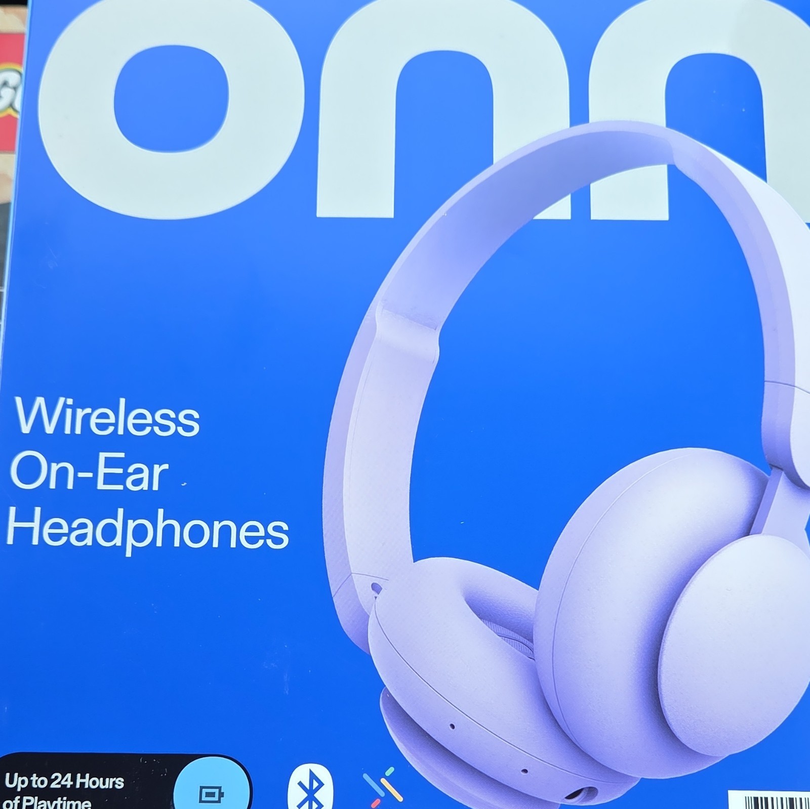 onn. on Bluetooth Wireless On-Ear Headphones w/ Mic, Foldable, Purple, 24 Hr