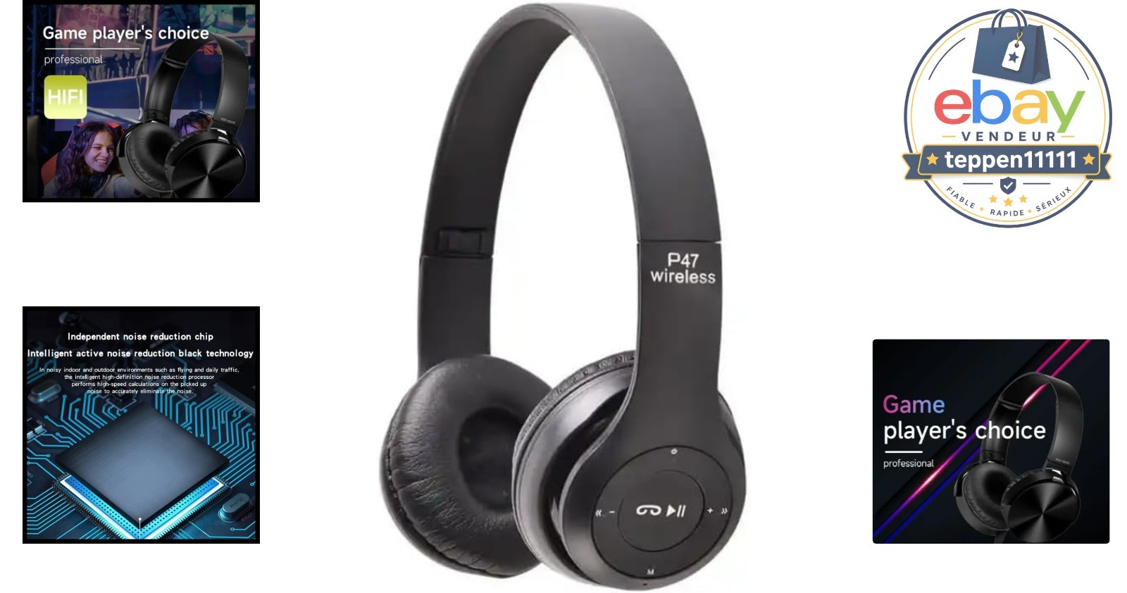 On-Ear Headphones Super Stereo Bass Wireless Bluetooth 65H Playtime
