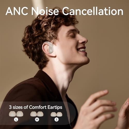 Active Noise Cancelling Wireless Earbuds Bluetooth Headphones Ear Off-white