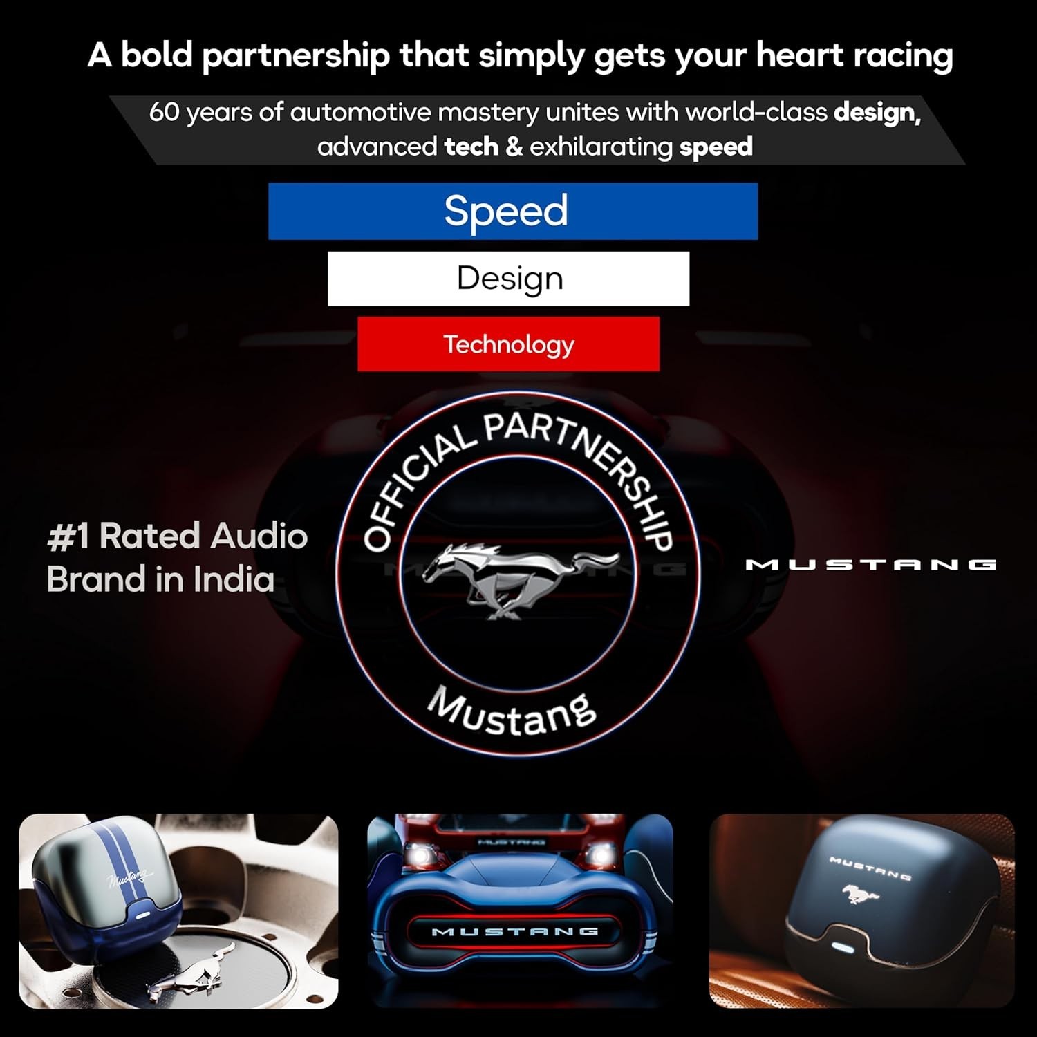 GOBOULT x Mustang Torq Wireless in Ear Earbuds with 60H Playtime | Quad Mic ENC
