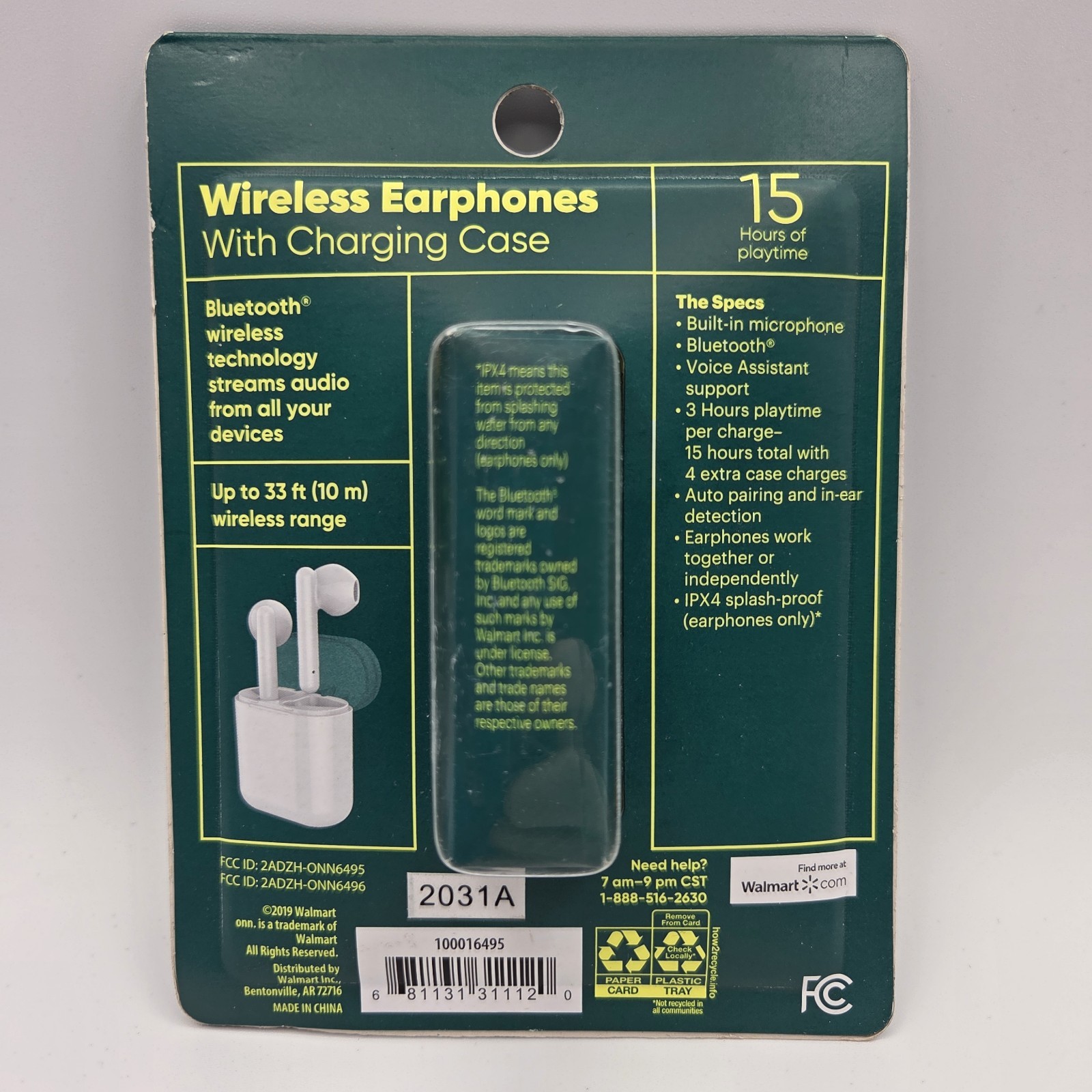 NEW IN BOX Groove Onn. Wireless Bluetooth Earphones IPX4 w/ Charging Case White