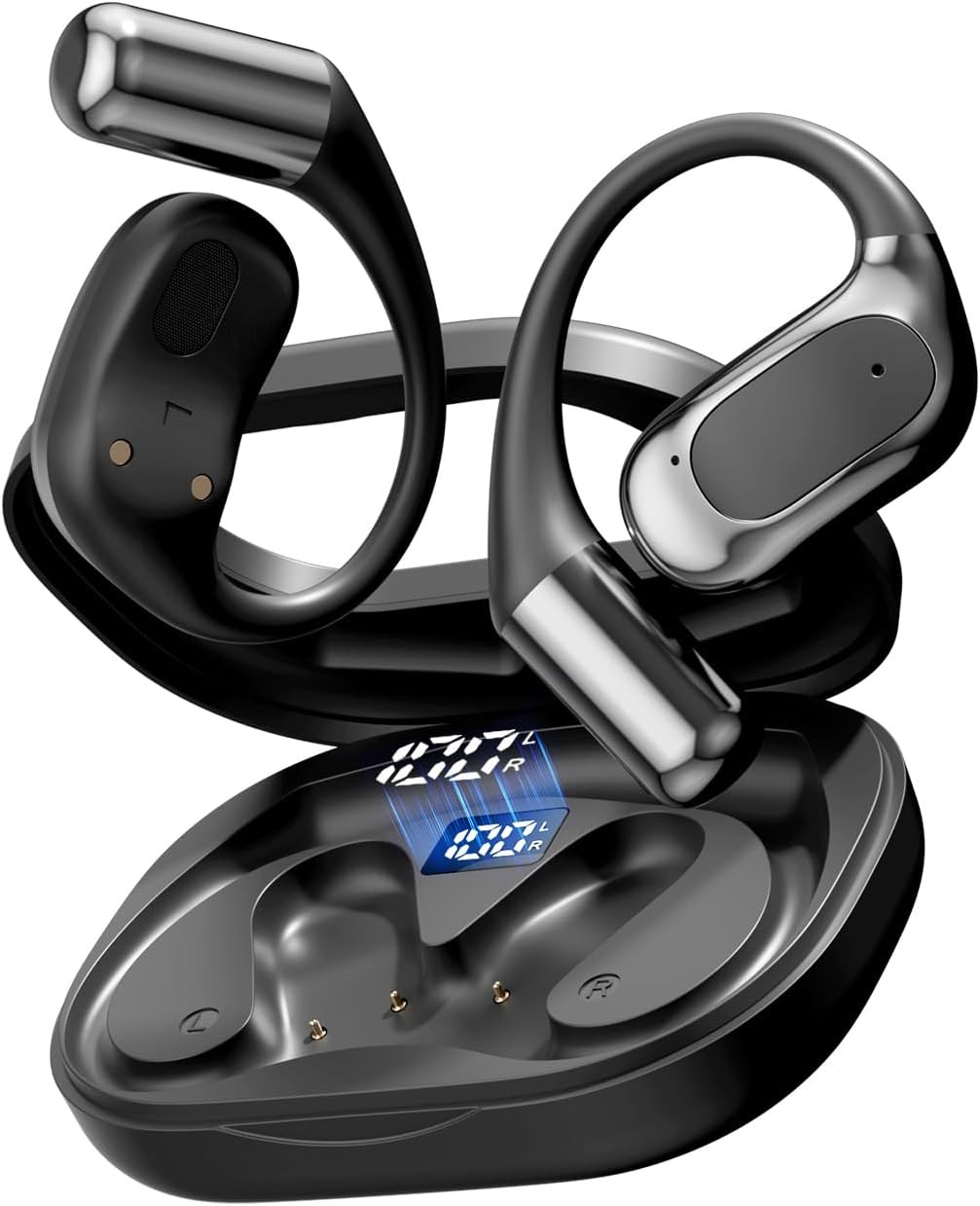 Open Ear Headphones Bluetooth Wireless over Ear Earbuds with Ergonomic Earhook E