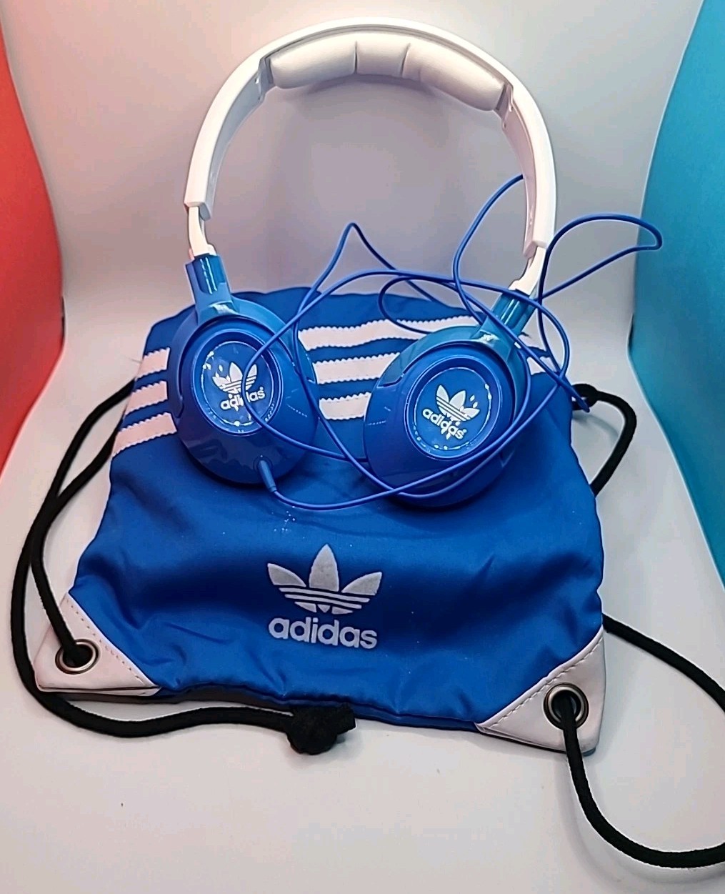 Adidas Sennheiser HD 220 Over Ear Closed Back Headphones With Bag Blue White
