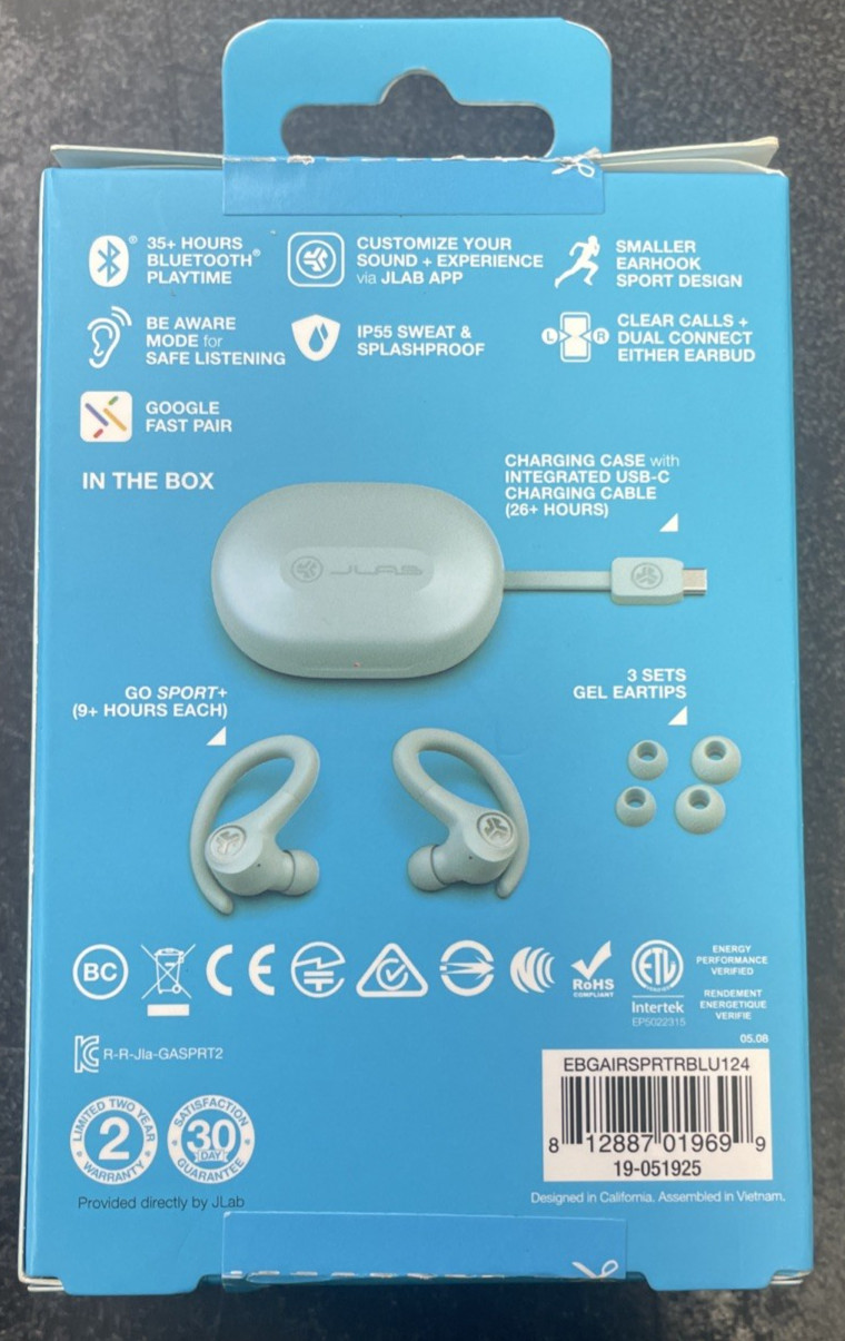 JLab Go Air Sport True Wireless Earbuds Light Blue