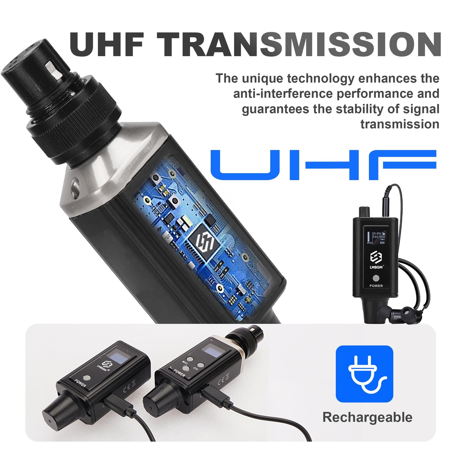 A9 UHF Wireless in-Ear Monitor Pro System Transmitter and Beltpack Receiver f…