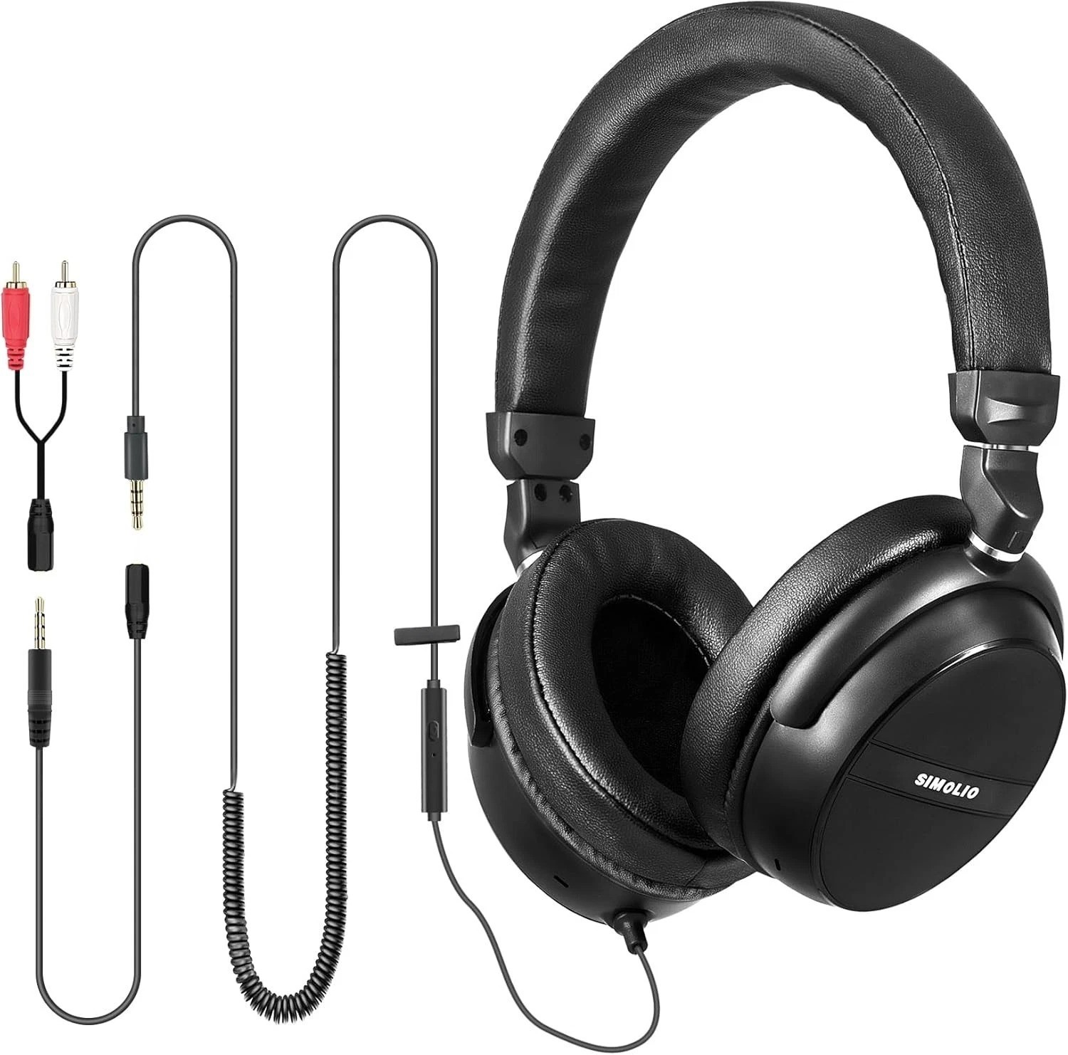 Long Cord TV Headphones with Mic, 21.6ft Wired Stereo Over Ear PC Audio