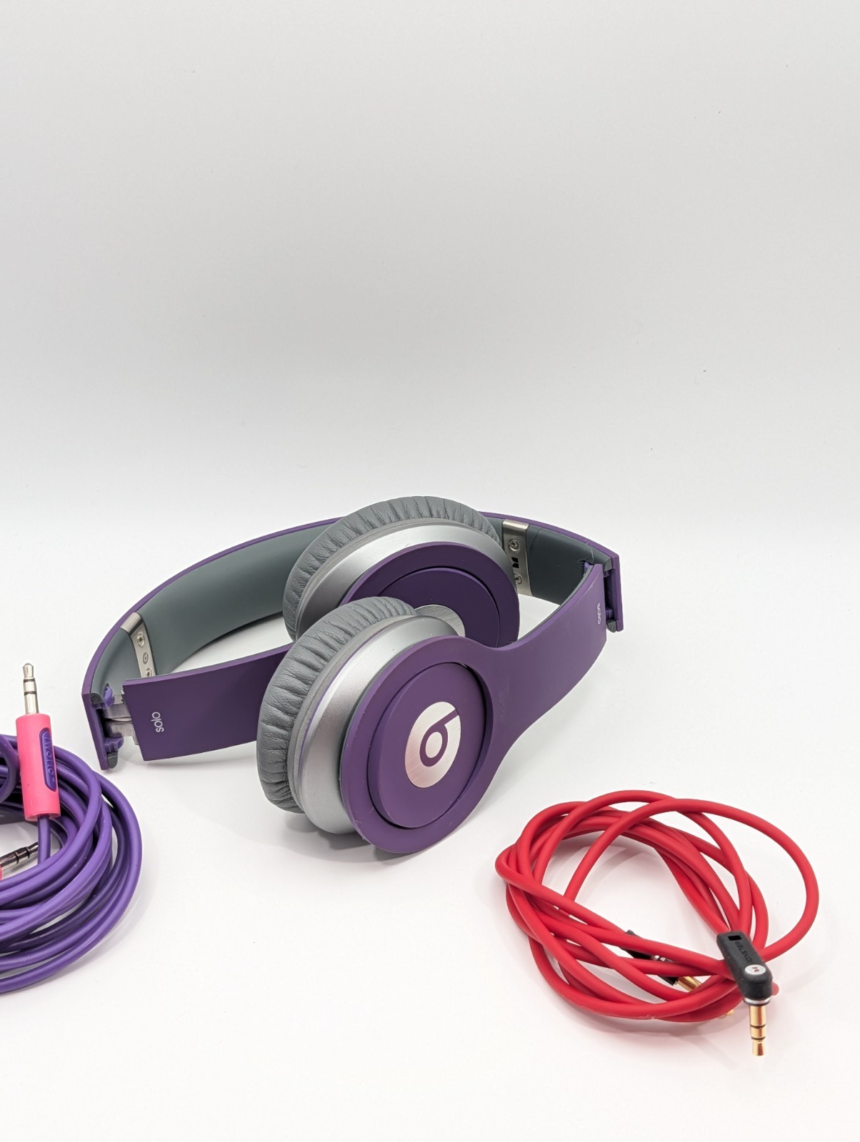 Beats by Dr. Dre JustBeats Solo Purple Gray Foldable Headphones 3.5mm Mic
