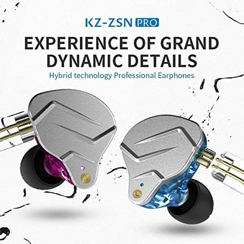 Linsoul KZ ZSN Pro Dual Driver 1BA+1DD Hybrid Metal Earphones Hifi In-Ear Monito