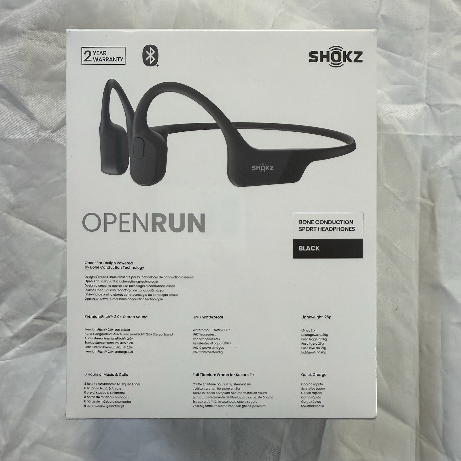 SHOKZ OpenRun Open-Ear Bone Conduction Bluetooth Headphones, Black