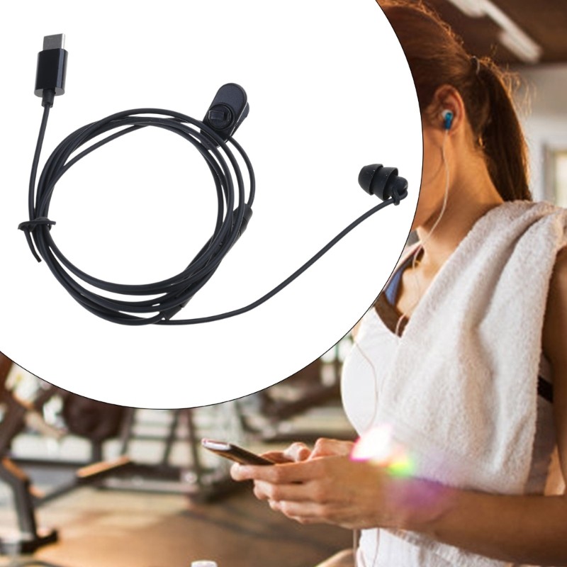 USB Type C Corded Single Side Earphone Headsets Line Control stereoes In Ear