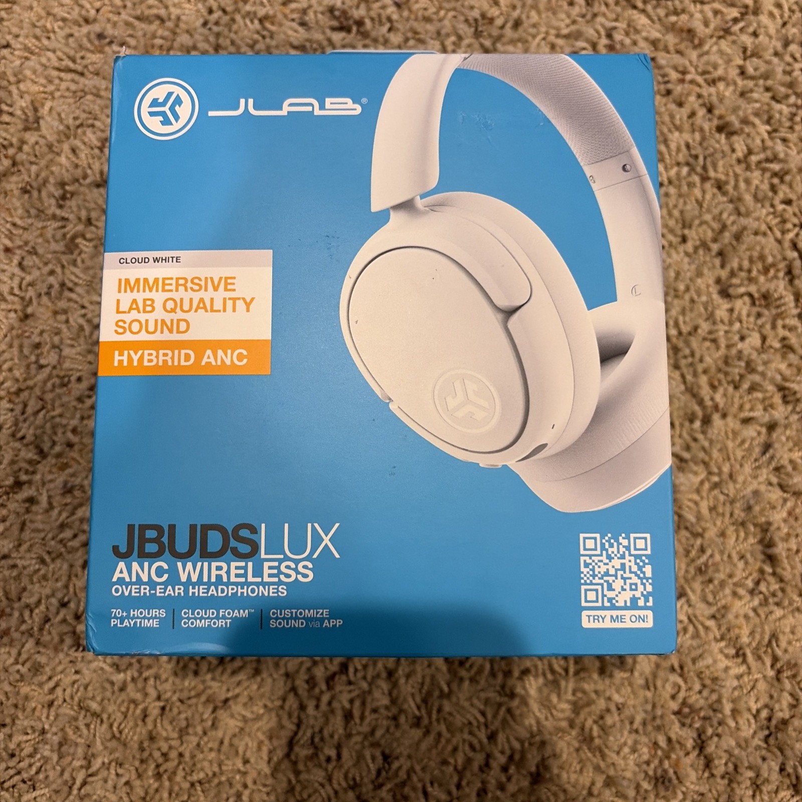 JLab Hybrid ANC Bluetooth Wireless Active Noise Cancelling -Cloud White
