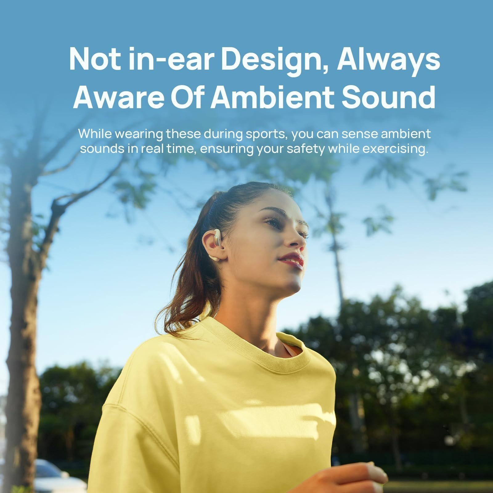 Wireless Open Ear Sports Headphones, Lightweight 7.2g, IPX4 Sweatproof, 30-Hour